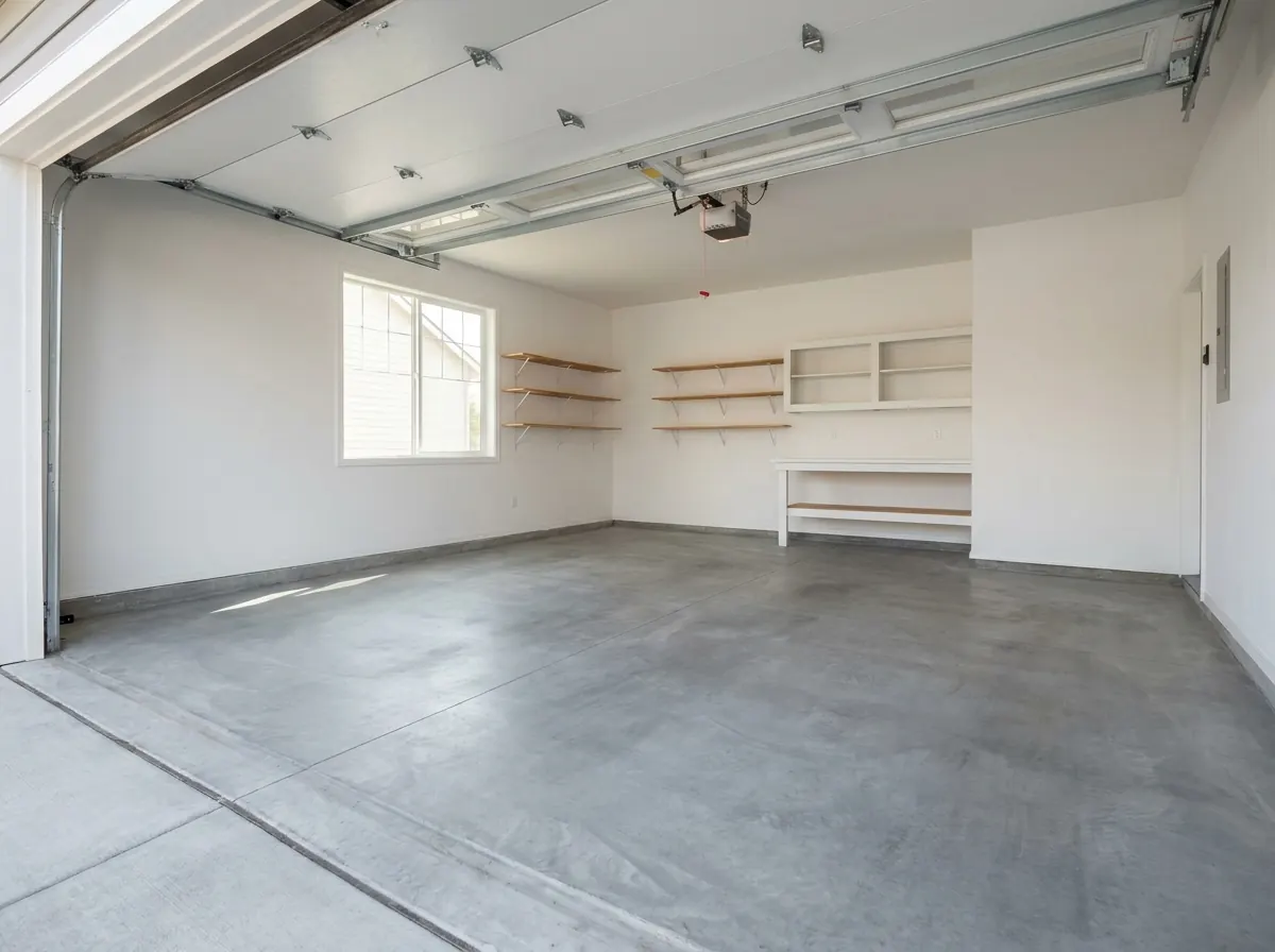 The same garage swept clean after