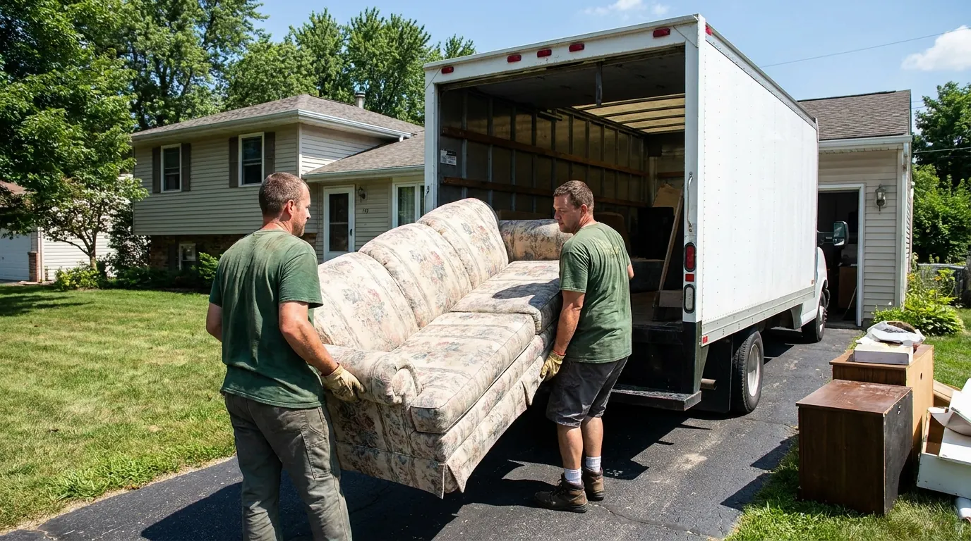Clean Slate crew loading a couch into their truck