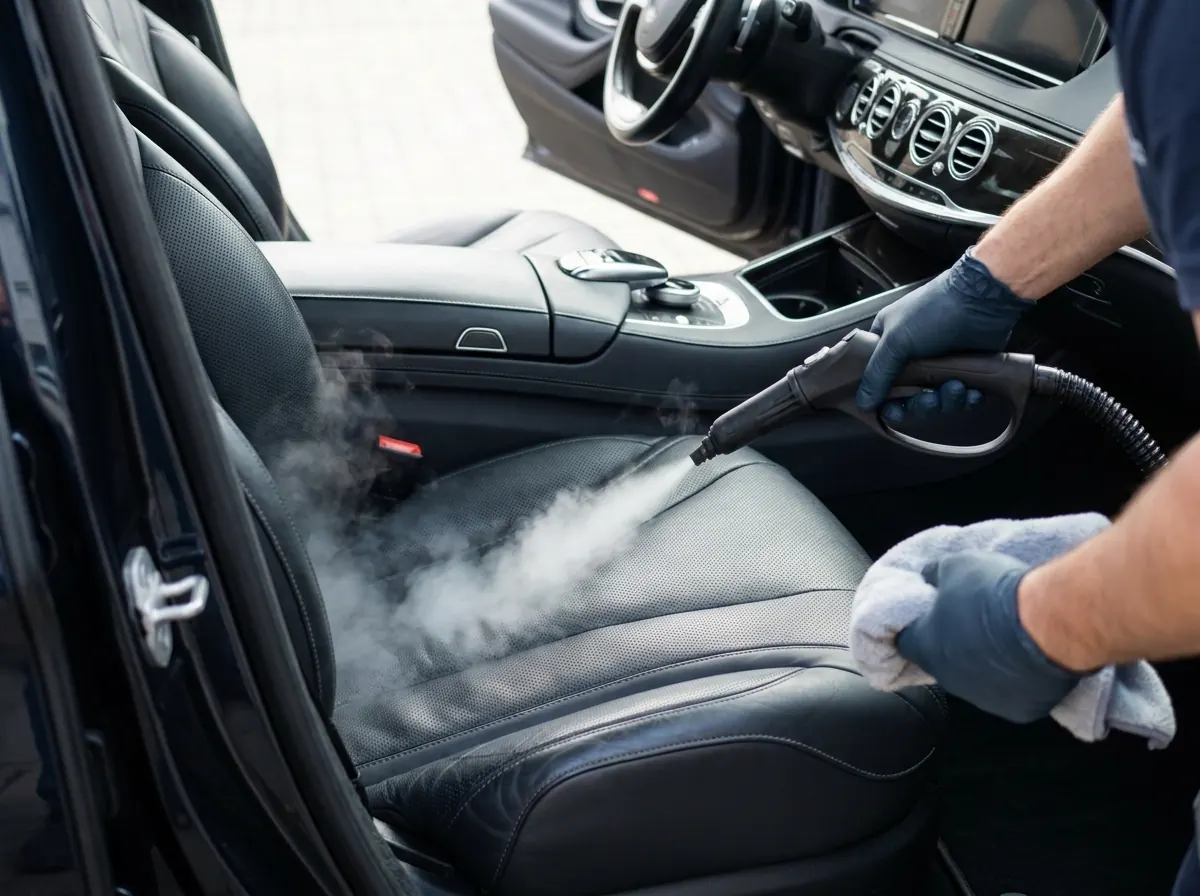 Steam cleaning leather seats
