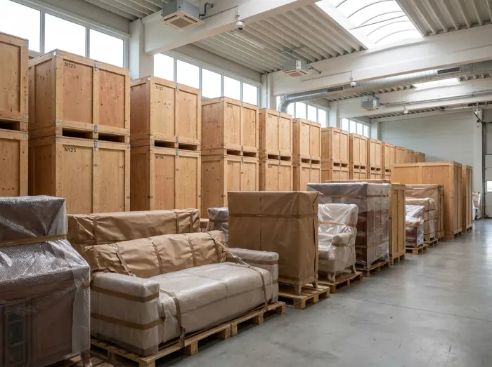 Storage vaults in a warehouse